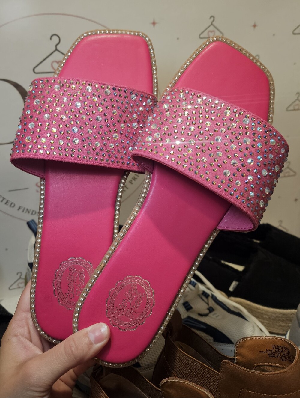 Boutique 9 Hot Pink Jeweled Slide Sandals